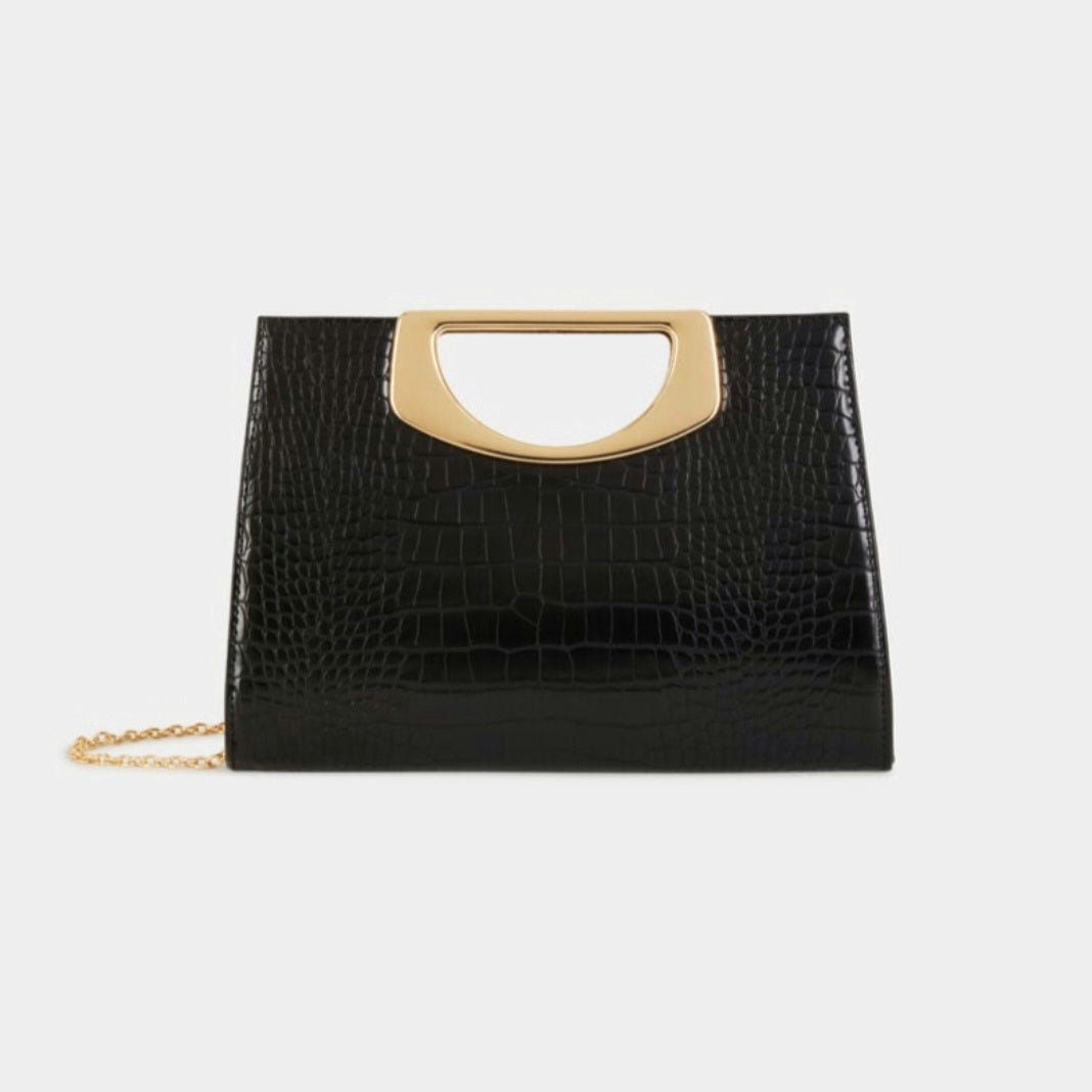 Bag croco maniglia acciaio