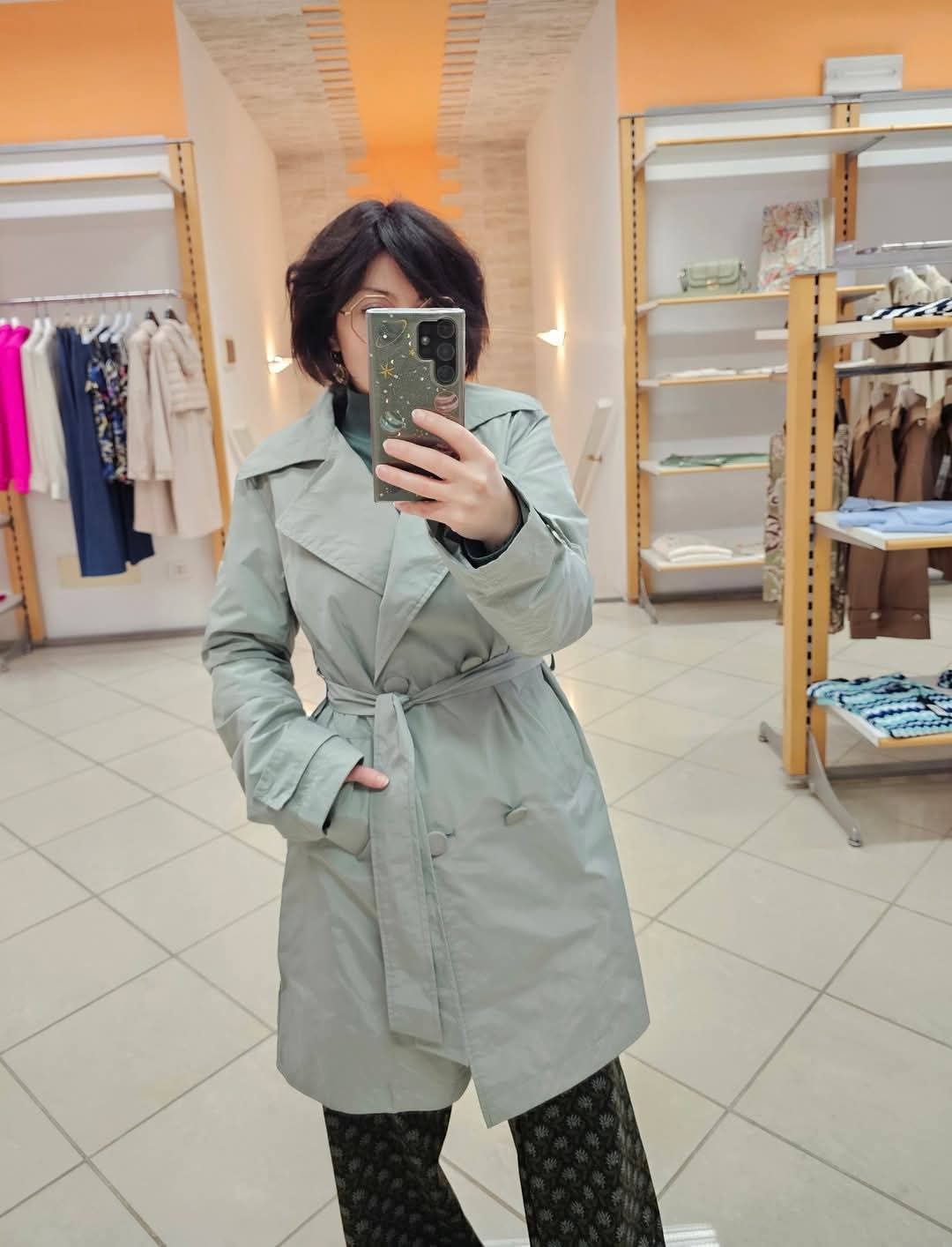Trench retro trapuntato